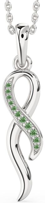 Green Diamond Silver Infinity Necklace