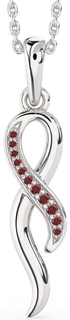 Garnet Silver Infinity Necklace