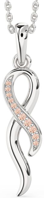 Morganite Silver Infinity Necklace