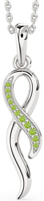 Peridot Silver Infinity Necklace