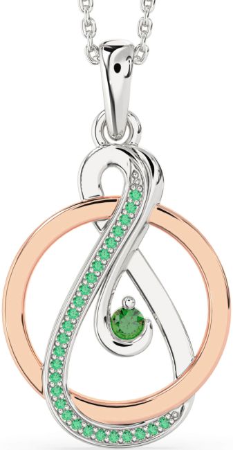 Emerald Rose Gold Silver Infinity Circle Necklace