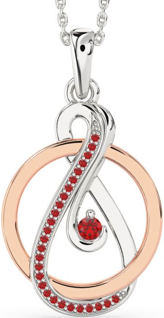 Ruby Rose Gold Silver Infinity Circle Necklace