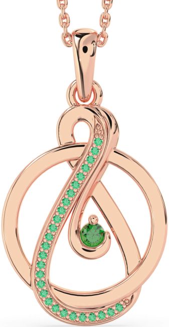 Emerald Rose Gold Infinity Circle Necklace