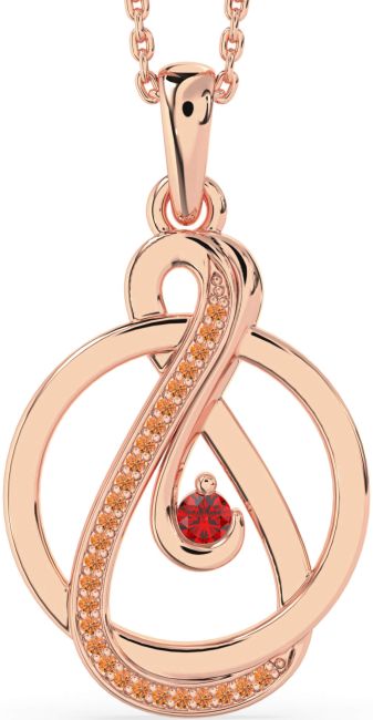 Ruby & Citrine Rose Gold Infinity Circle Necklace