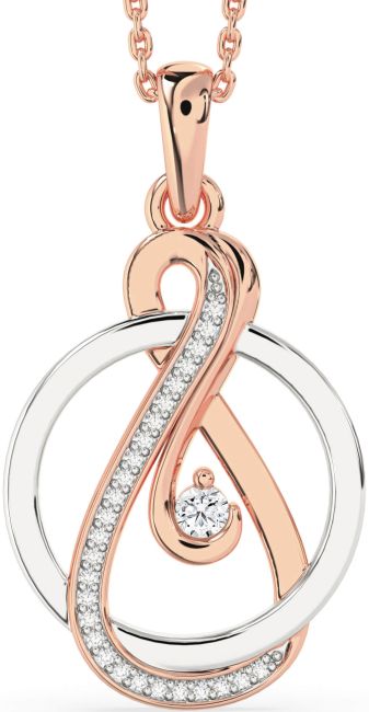 Diamond Rose Gold Silver Infinity Circle Necklace