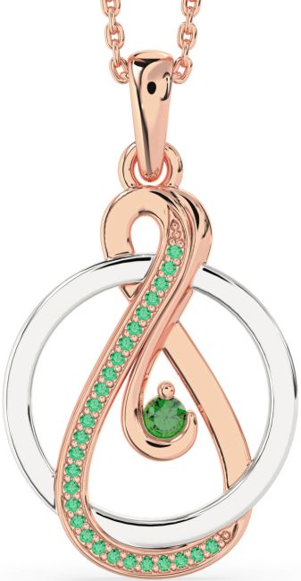 Emerald Rose Gold Silver Infinity Circle Necklace