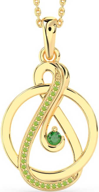 Emerald & Peridot Gold Infinity Circle Necklace