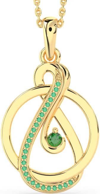Emerald Gold Infinity Circle Necklace