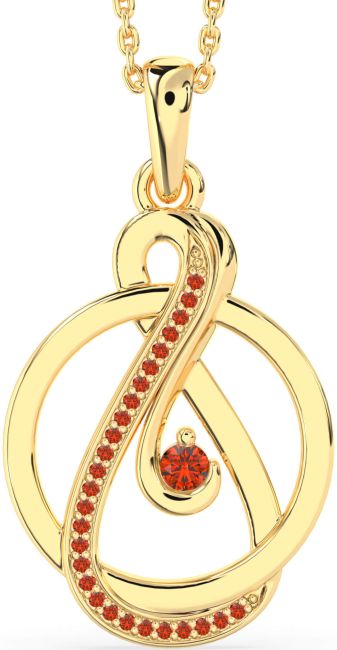 Fire Opal Gold Infinity Circle Necklace