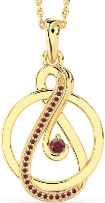 Garnet Gold Infinity Circle Necklace