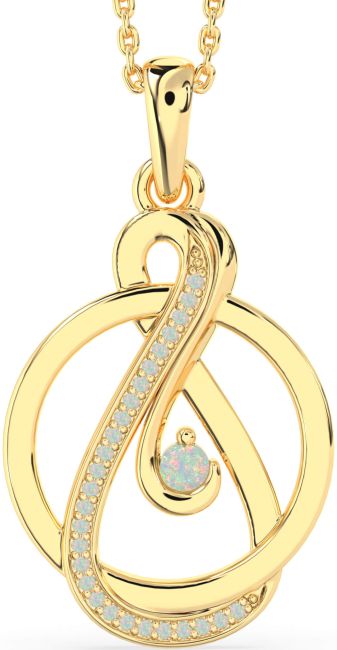 Opal Gold Infinity Circle Necklace