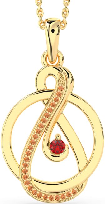 Ruby & Citrine Gold Infinity Circle Necklace