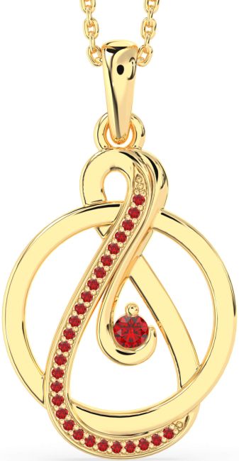 Ruby Gold Silver Infinity Circle Necklace