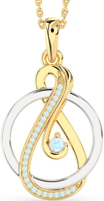 Moonstone Gold Silver Infinity Circle Necklace