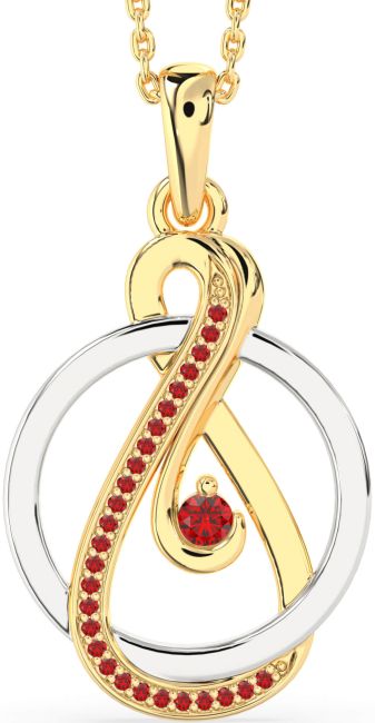 Ruby Gold Silver Infinity Circle Necklace
