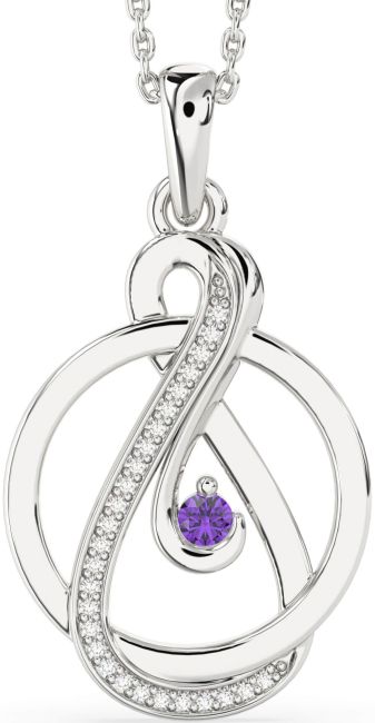 Diamond & Amethyst Silver Infinity Circle Necklace
