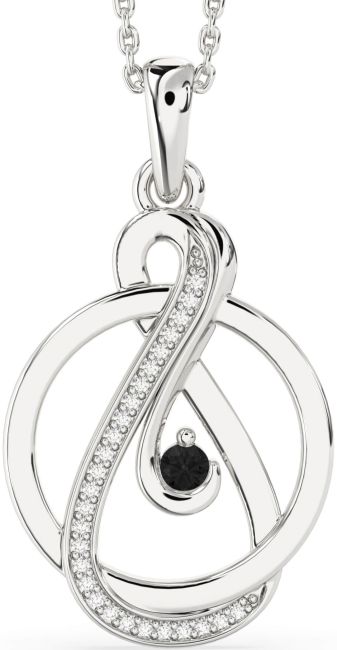 Black Diamond Silver Infinity Circle Necklace