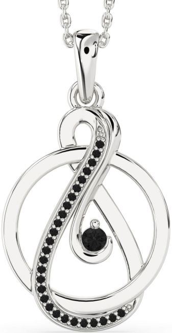 Black Diamond Silver Infinity Circle Necklace