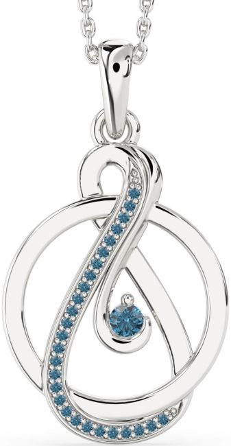Blue Diamond Silver Infinity Circle Necklace