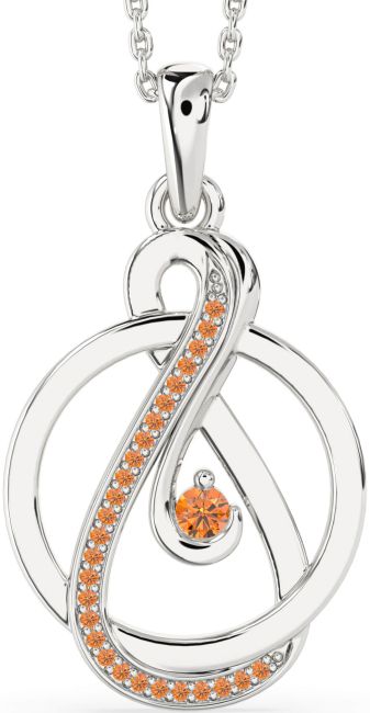 Citrine Silver Infinity Circle Necklace