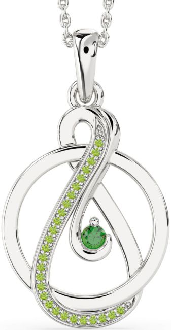 Emerald & Peridot Silver Infinity Circle Necklace