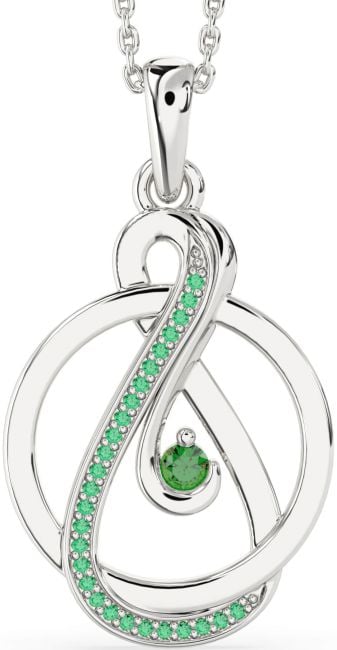 Emerald Silver Infinity Circle Necklace