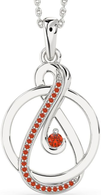 Fire Opal Silver Infinity Circle Necklace