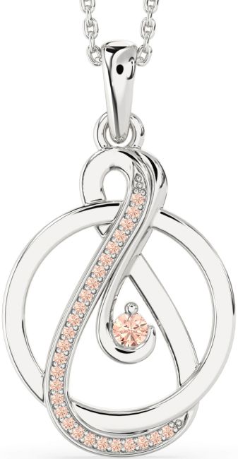 Morganite Silver Infinity Circle Necklace