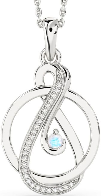 Diamond & Moonstone Silver Infinity Circle Necklace