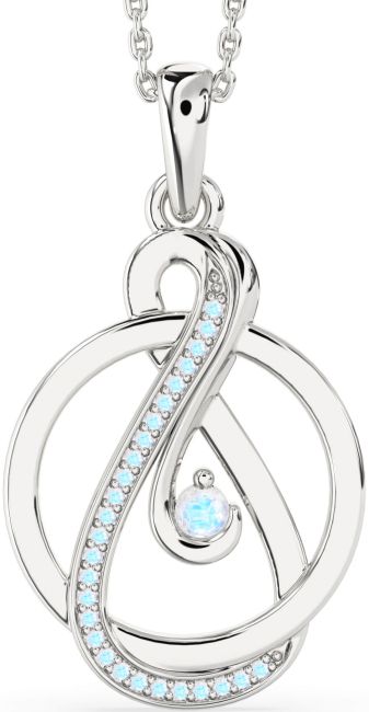 Moonstone Silver Infinity Circle Necklace
