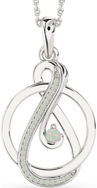 Opal Silver Infinity Circle Necklace