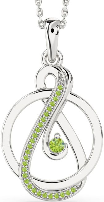 Peridot Silver Infinity Circle Necklace