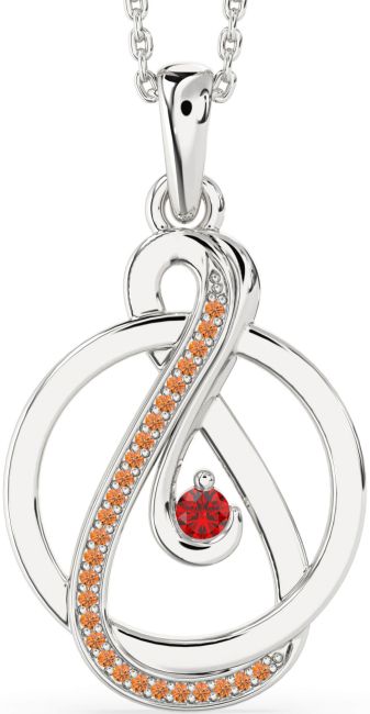 Ruby & Citrine Silver Infinity Circle Necklace