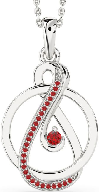 Ruby Silver Infinity Circle Necklace