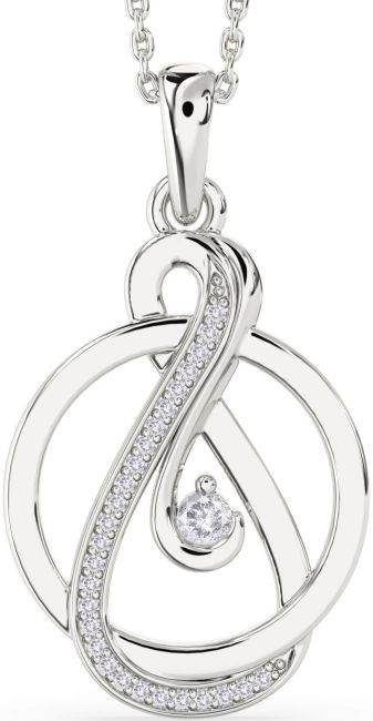 Salt & Pepper Diamond Silver Infinity Circle Necklace
