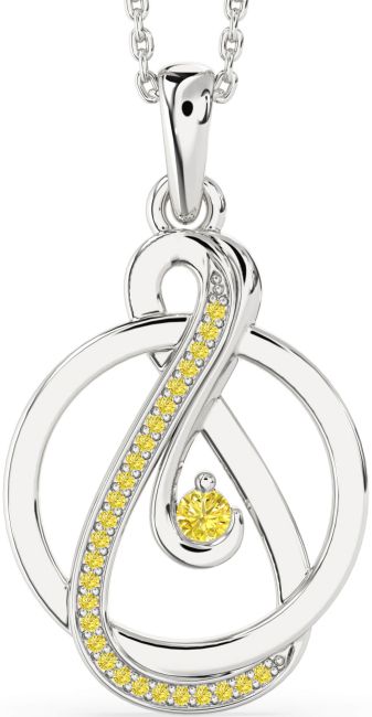 Yellow Diamond Silver Infinity Circle Necklace