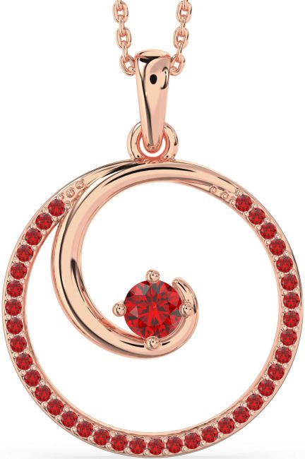Large Ruby Rose Gold Silver Circle Necklace
