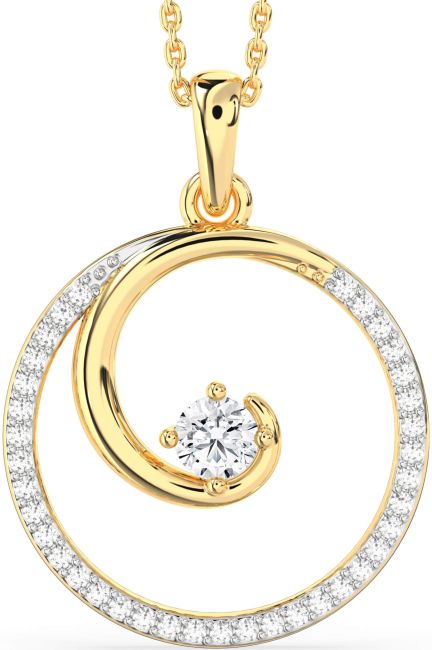 Large Diamond Gold Circle Necklace