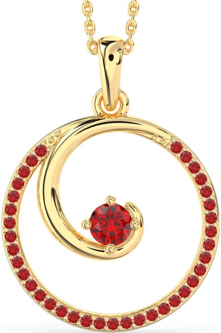 Large Ruby Gold Circle Necklace