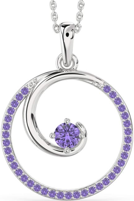 Large Alexandrite Silver Circle Necklace