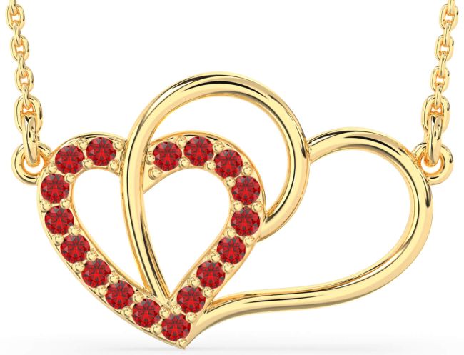 Large Ruby Gold Heart Necklace