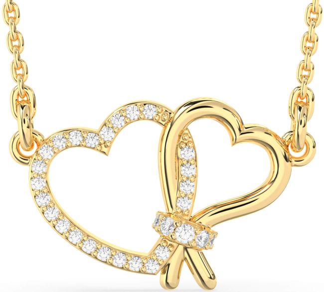Diamond Gold Silver Heart Necklace