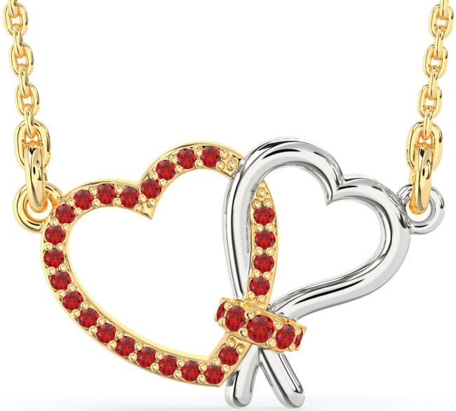 Ruby Gold Silver Heart Necklace