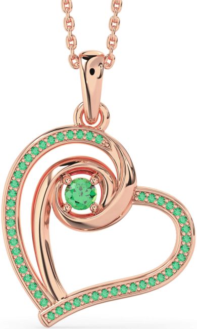 Emerald Rose Gold Heart Necklace