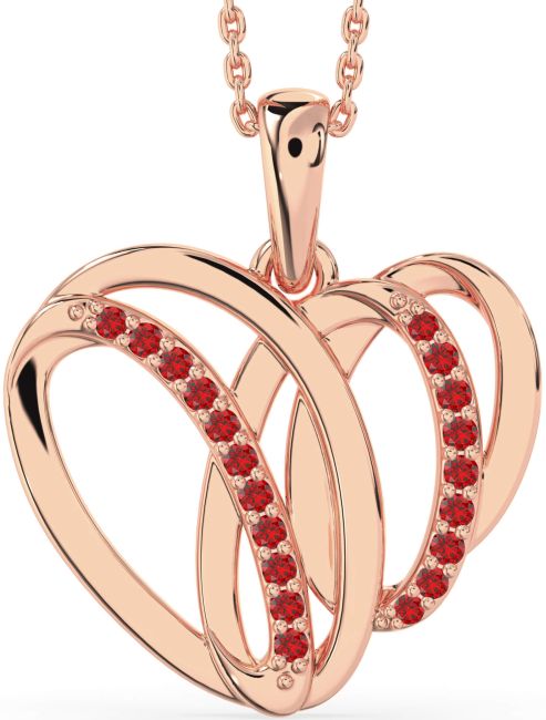 Large Ruby Rose Gold Heart Necklace