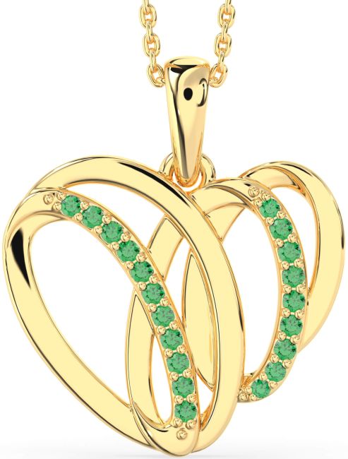 Large Emerald Gold Heart Necklace