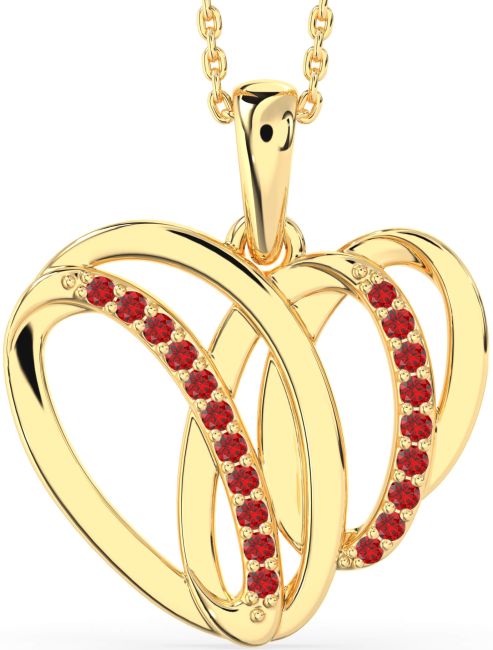 Large Ruby Gold Heart Necklace