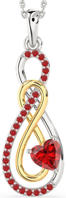 Large Ruby Gold Silver Infinity Necklace