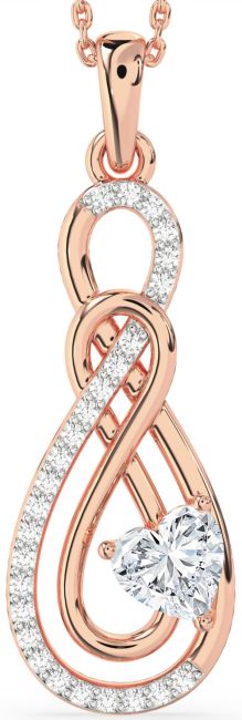 Large Diamond Rose Gold Silver Infinity Necklace