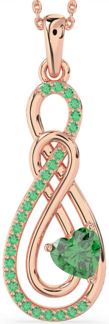 Large Emerald Rose Gold Infinity Necklace
